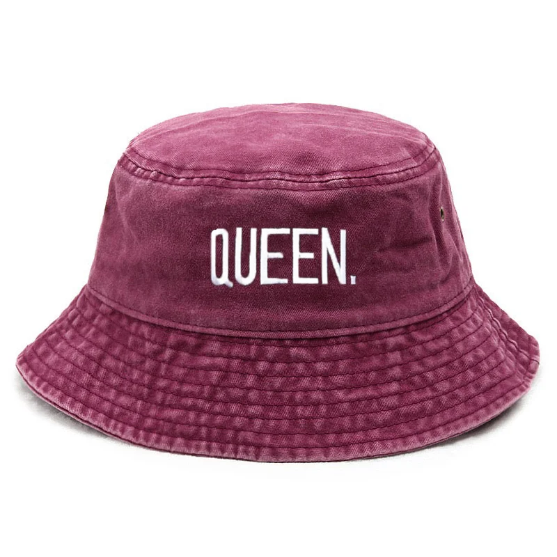 Bucket Hat Embroidered - Aanpassen Koningin Gewassen Vintage Emmer Hoed