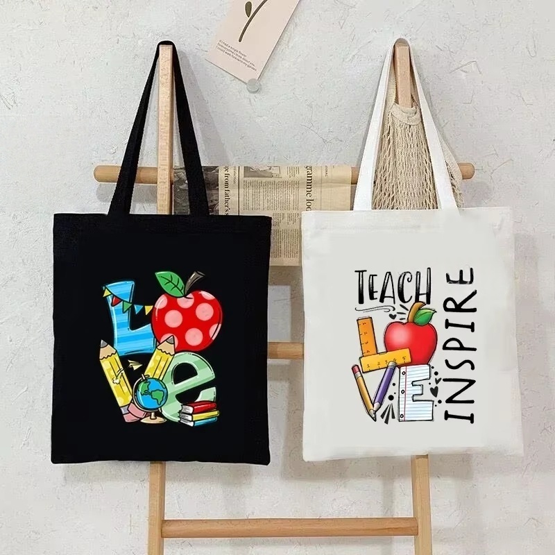 Tote Bag Canvas Print - Dames canvas schoudertas Teach Love Inspire