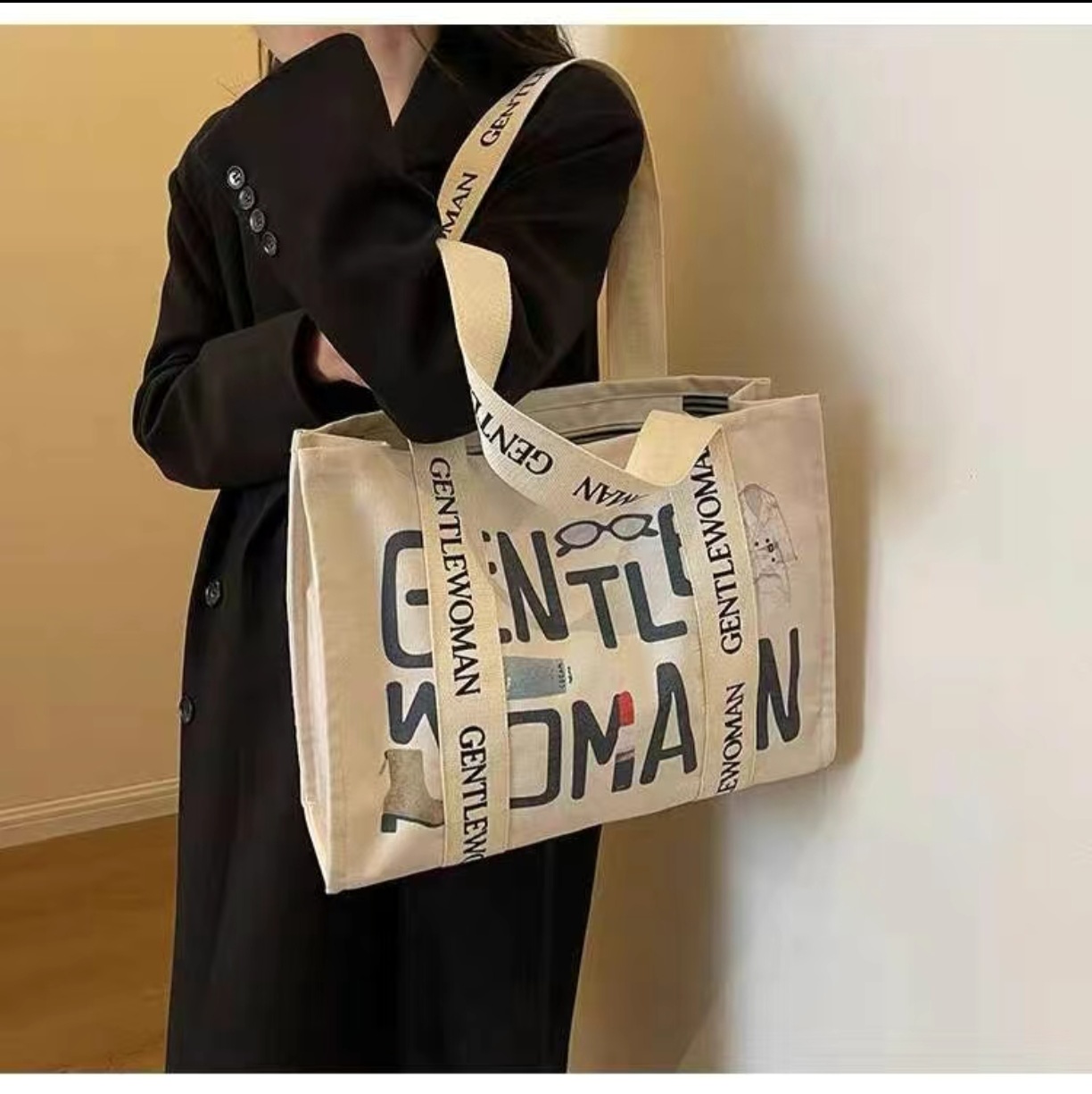 Tote Bag Canvas Print - Mode Letter Print Grote Canvas Tote