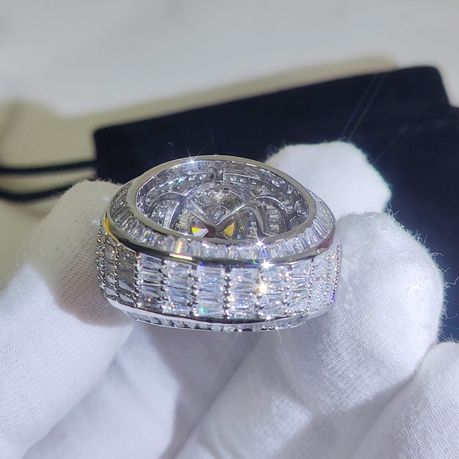 Street Fashion Rings - Zilver/18K Vergulde Cluster Hiphop Iced Out