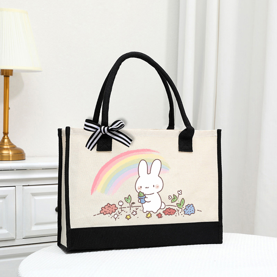 Tote Bag Canvas Print - Lichtwitte canvas tas met cartoonprint -