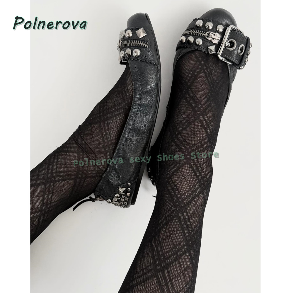 Street Fashion Styles - Klinknagelriemgesp Mary Jane schoenen spitse neus