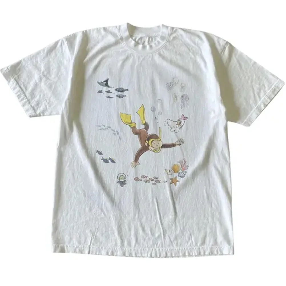 Street Fashion Types - Curious George Underwater T-shirt, Animal Tee,