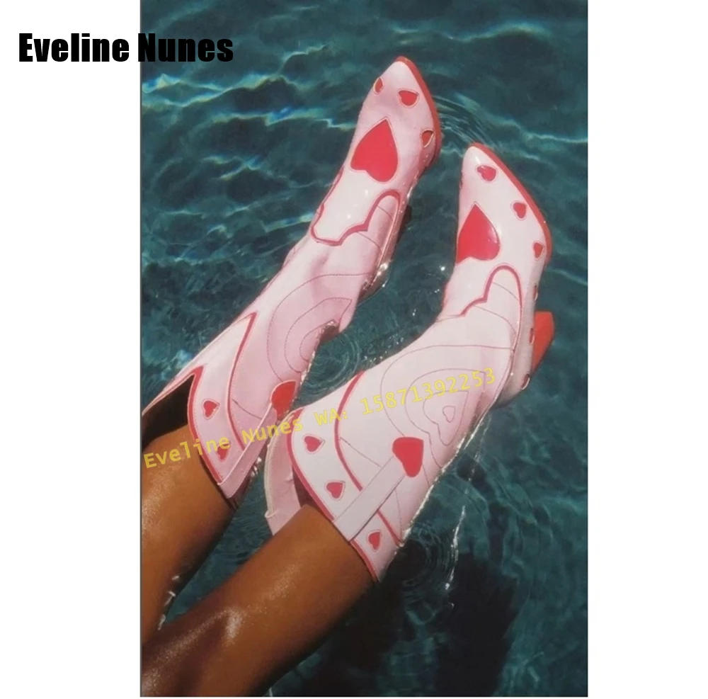 Street Fashion Female - Roze Hart Ruimte Cowgirl Laarzen Puntschoen