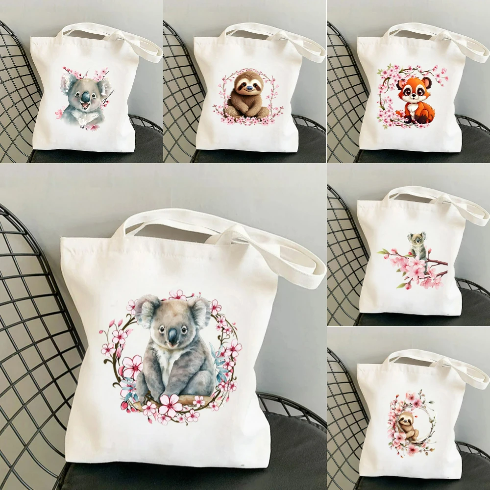 Tote Bag Canvas Print - 1pc Koala Kersenbloesem Print Canvas Tote