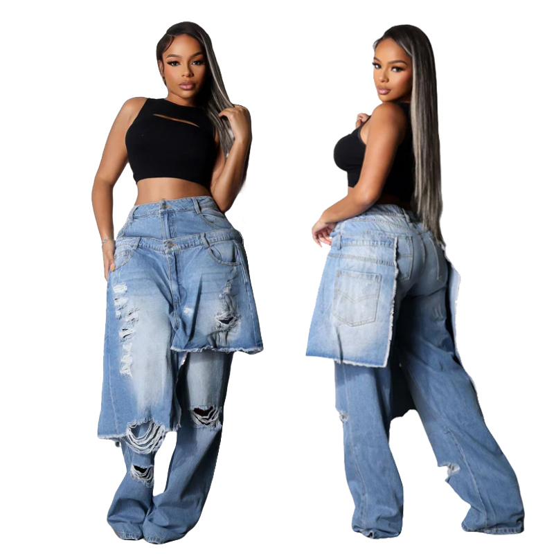 Street Fashion Fall 2025 - Mode denim broek dames street wear