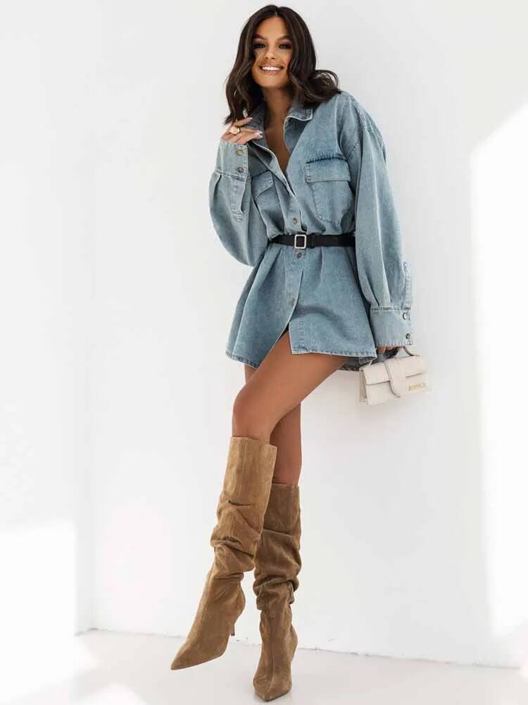 Dames denim oversized shirtjas - Street Fashion Taiwan recensie en prijs