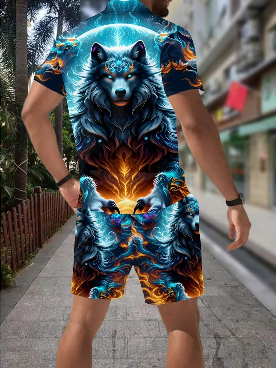Herenmode 3D Wolf Print Rits P - Street Fashion Styles recensie en prijs