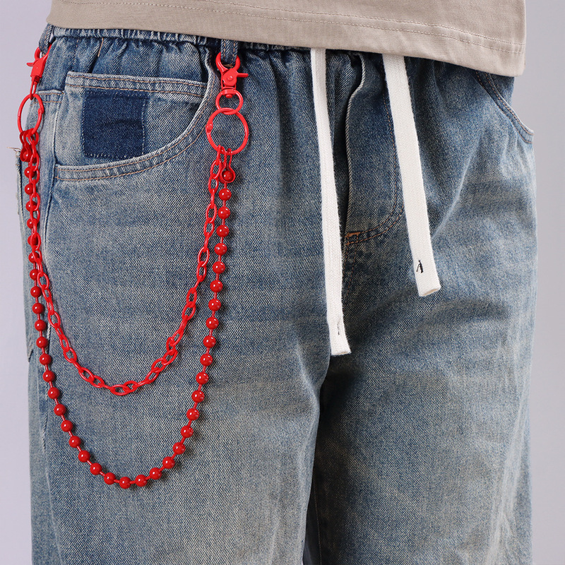 Helderrode kralenbroekketting  - Street Fashion Hip Hop recensie en prijs