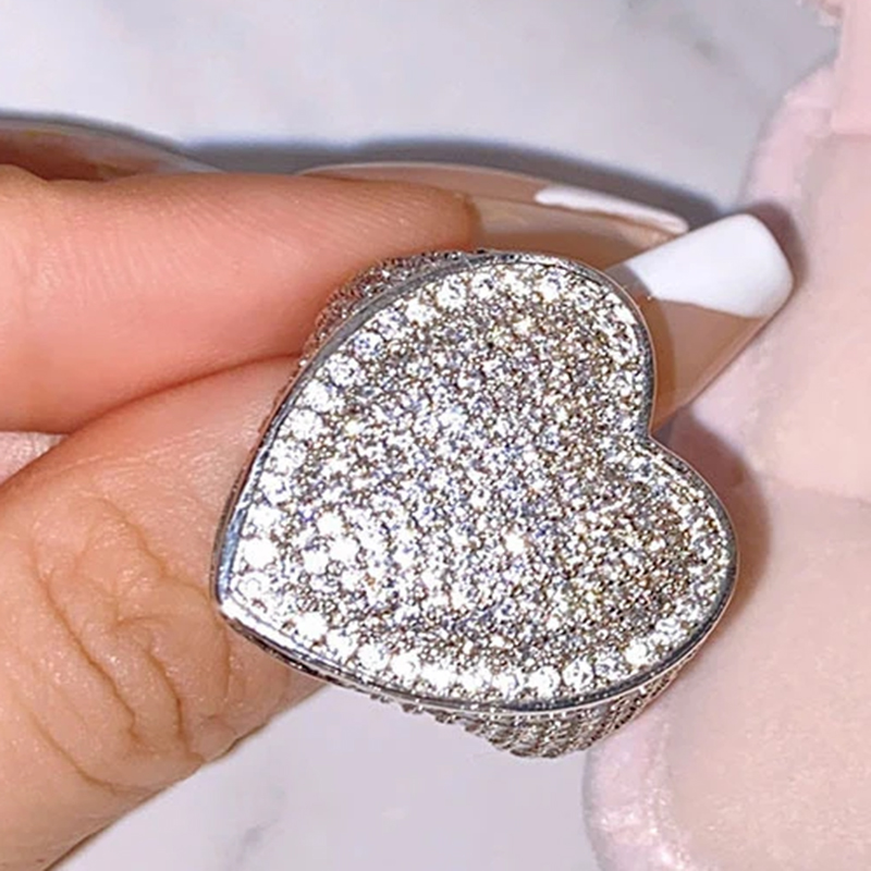 925 verzilverd groot hart voll - Street Fashion Rings recensie en prijs