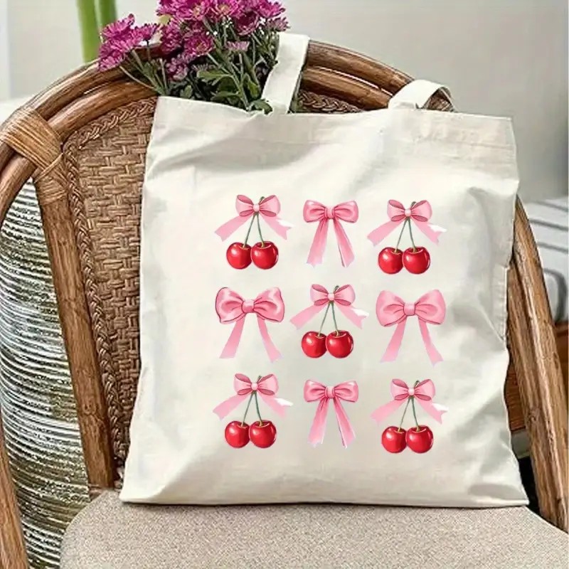 Canvas draagtas met kersenstri - Tote Bag Canvas Print recensie en prijs