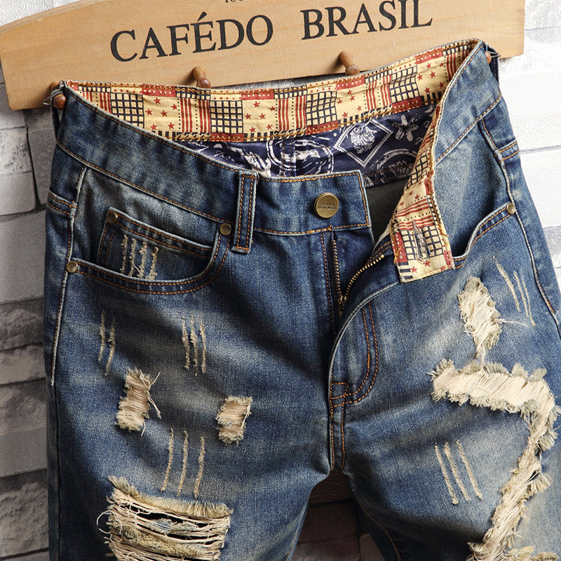 Gescheurde hiphop-denimshorts  - Street Fashion Hip Hop recensie en prijs