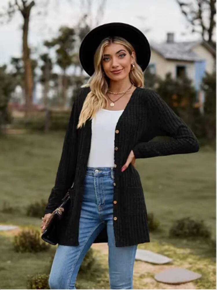 Knoop effen kleur lange mouwen - Street Fashion Taiwan recensie en prijs