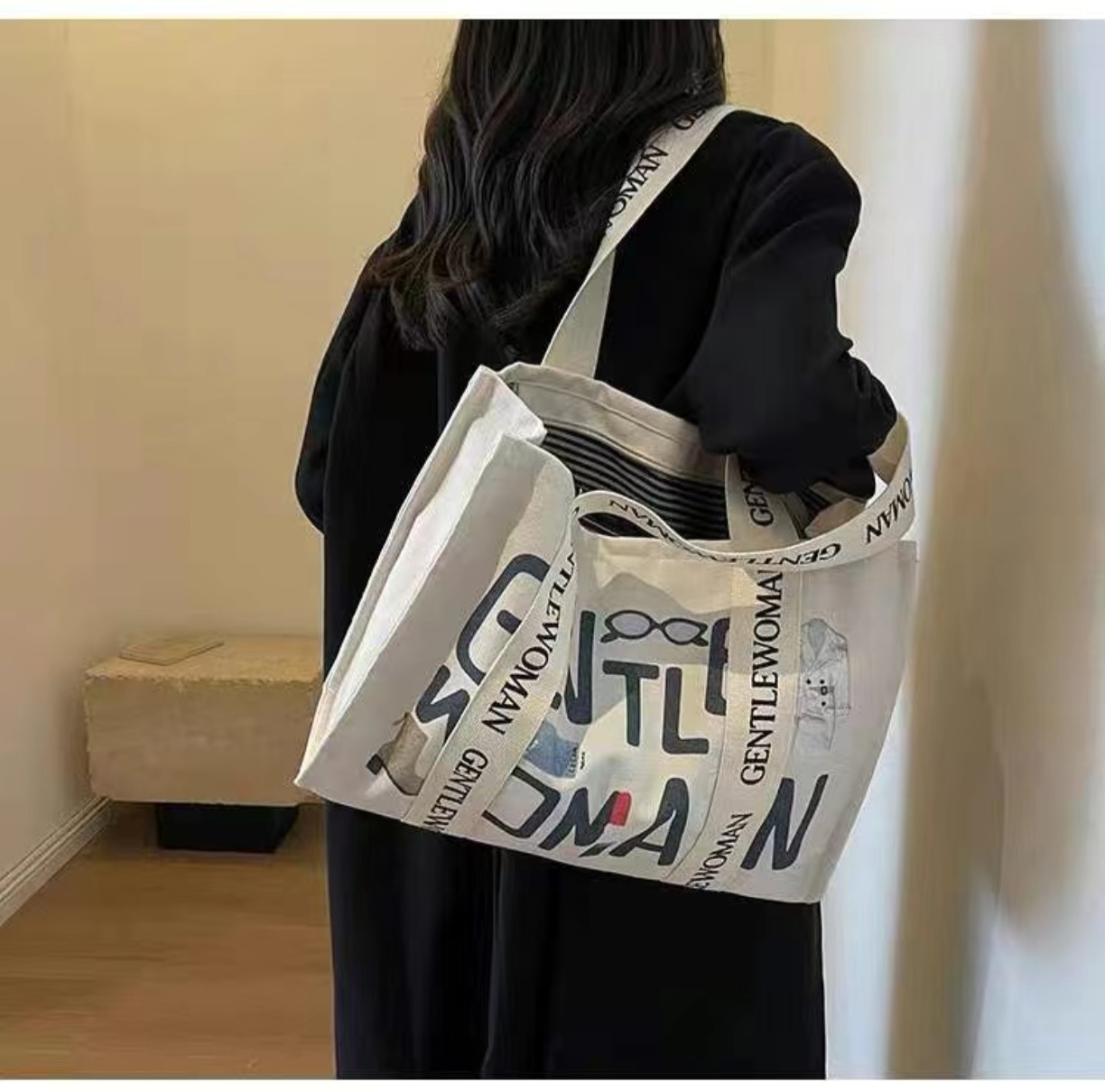 Mode Letter Print Grote Canvas - Tote Bag Canvas Print recensie en prijs
