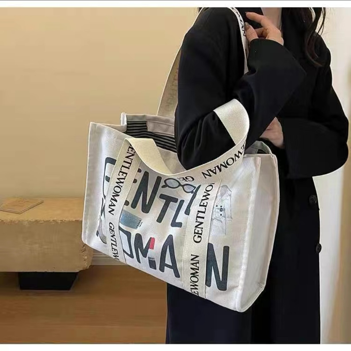 Mode Letter Print Grote Canvas - Tote Bag Canvas Print recensie en prijs