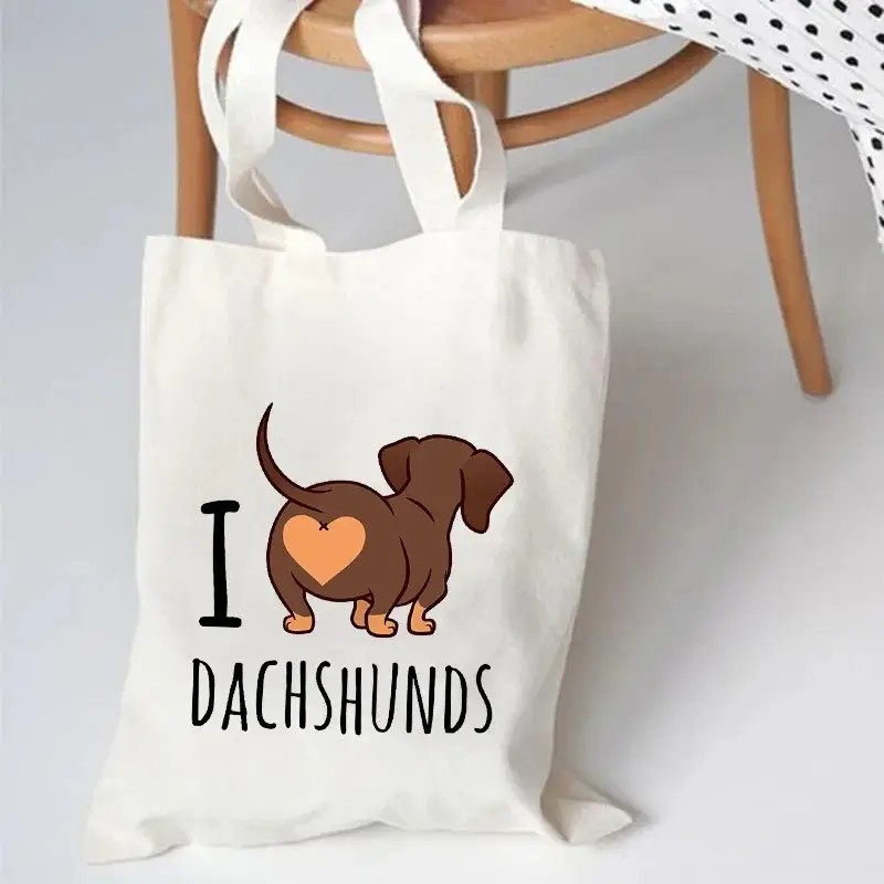 Leuke Teckel Grappige Handtass - Tote Bag Canvas Print recensie en prijs