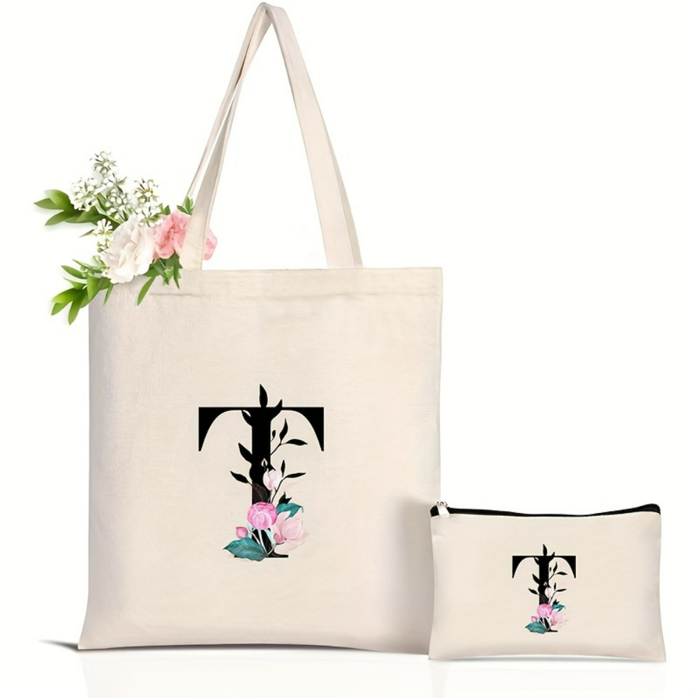 Elegante bloemen alfabet draag - Tote Bag Canvas Print recensie en prijs