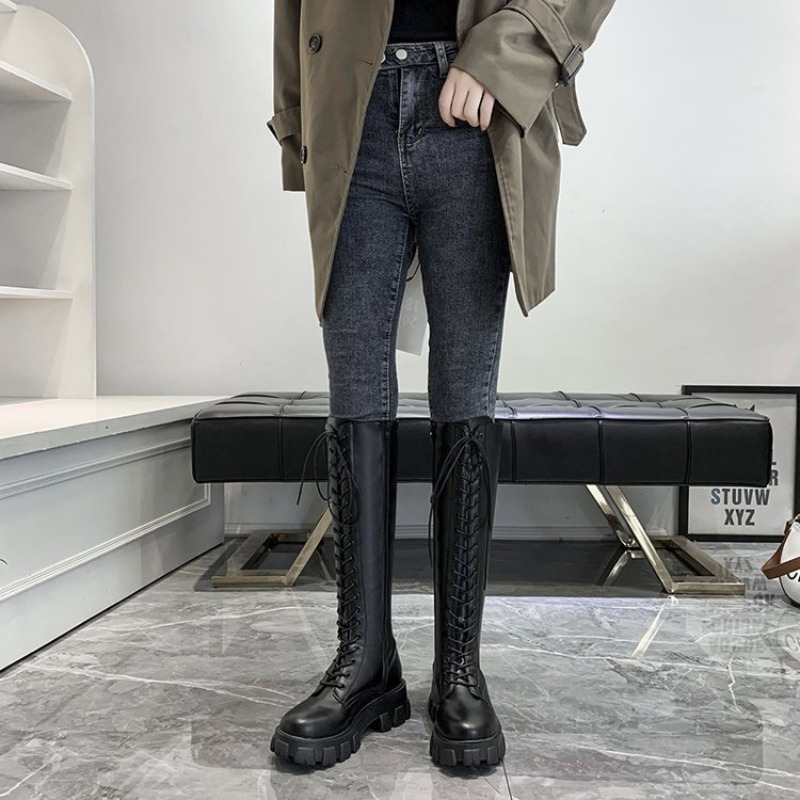 Dames kniehoge laarzen met vet - Street Fashion Female recensie en prijs